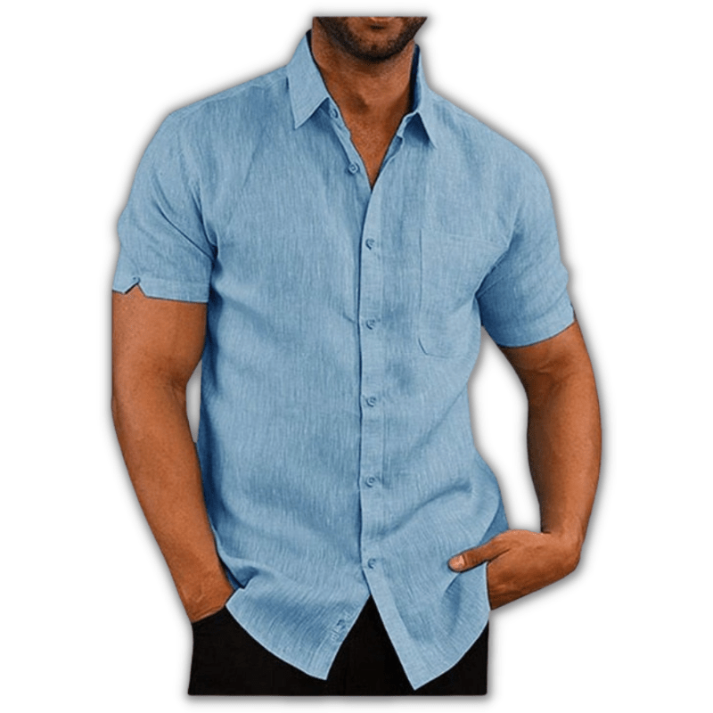 Camisa de Linho Poliester Masculina Manga Curta ®