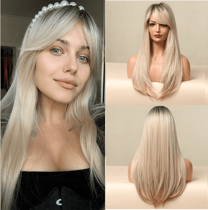 peruca lace wig cabelo fibra organica ondulada c/franja reta