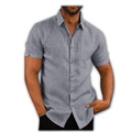 Camisa de Linho Poliester Masculina Manga Curta ®