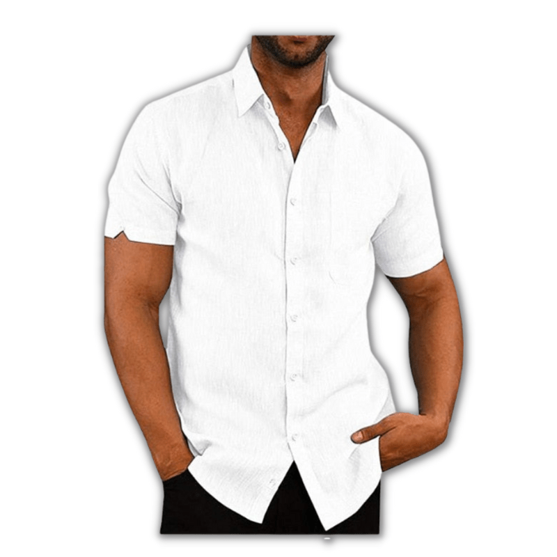 Camisa de Linho Poliester Masculina Manga Curta ®