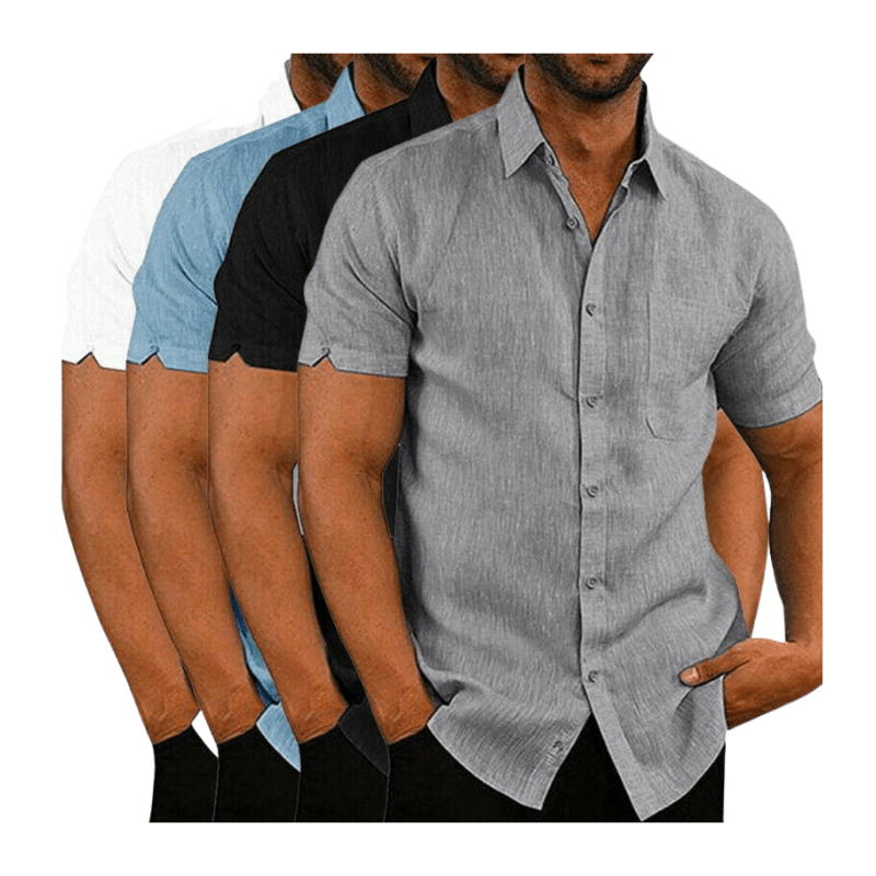 Camisa de Linho Poliester Masculina Manga Curta ®