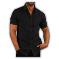 Camisa de Linho Poliester Masculina Manga Curta ®