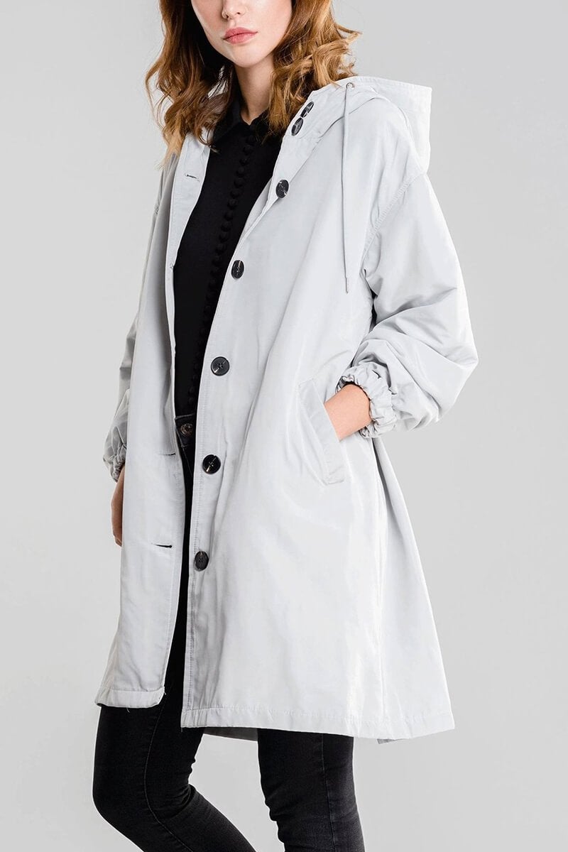 Casaco Corta Vento Trench Coat Impermeável com Capuz