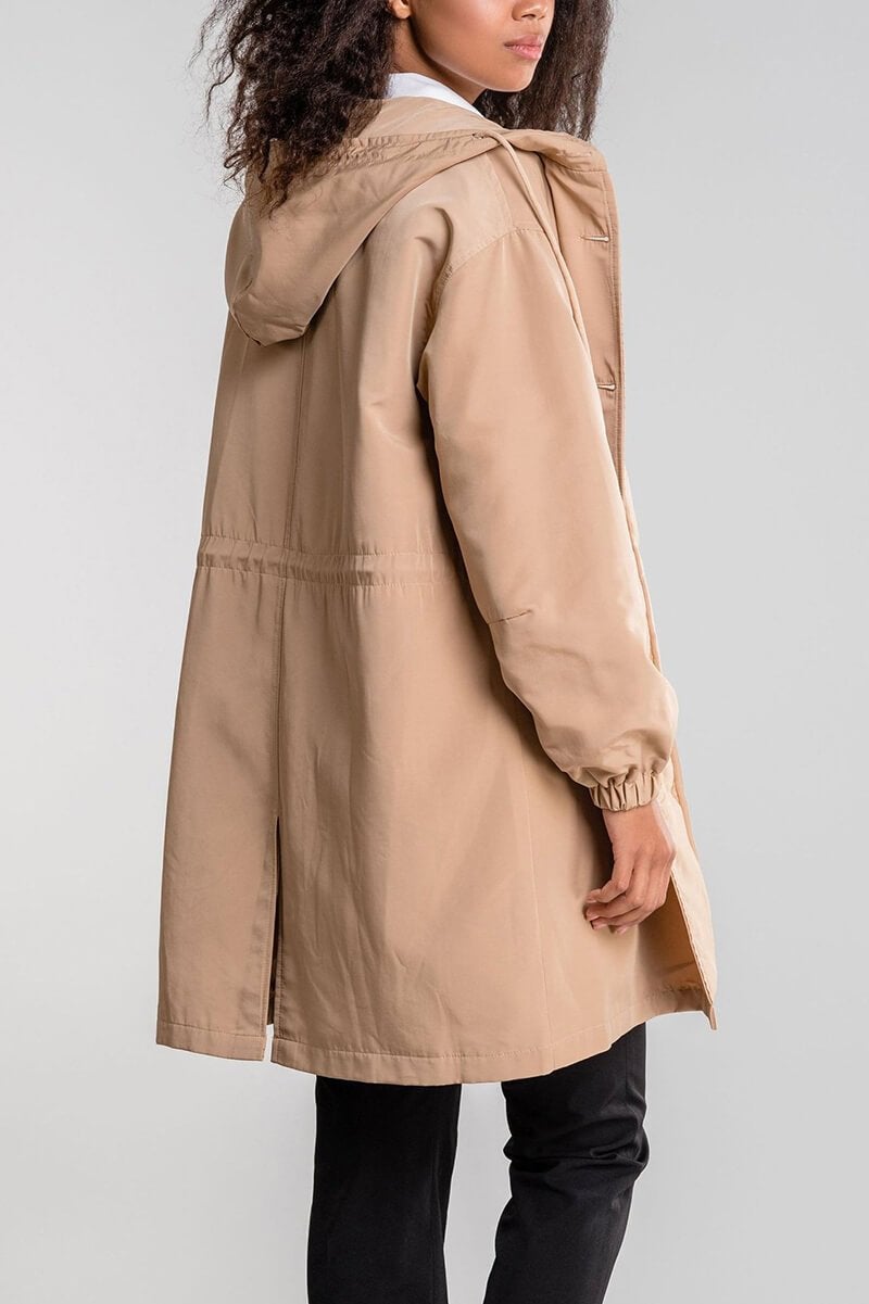 Casaco Corta Vento Trench Coat Impermeável com Capuz