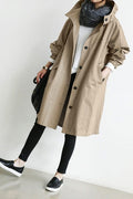 Casaco Corta Vento Trench Coat Impermeável com Capuz